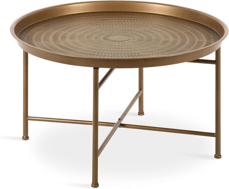 Photo 1 of **MISSING HARDWARE**Kate and Laurel Mahdavi Boho-Chic Hammered Metal Tray Coffee Table, Dark Gold