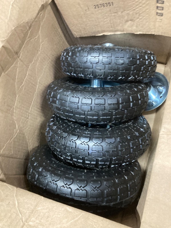 Photo 1 of (4 Pack) AR-PRO 10" Heavy-Duty Replacement Tire and Wheel - 4.10/3.50-4" with 10" Inner Tube, 5/8" Axle Bore Hole, 2.2" Offset Hub and Double Sealed Bearings for Hand Trucks and Gorilla Cart