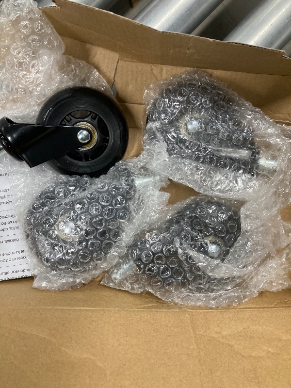 Photo 1 of *** SET OF 4 - MISSING ONE -SELLING AS IS *** HOLKIE Office Chair Wheels Roller Blade Caster Replacement 11x22mm Black 3 Inch Desk for Office, Rubber Rolling Set of 4 for Hardwood Floors Gaming Chair Wheels Smooth & Silence Gliding