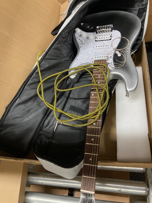 Photo 1 of **MISSING WRENCH***MUSILY 39in Electric Guitar Kit, Full Size Beginner Electric Guitar Starter Kit, Solid Body HSS Pickup with Guitar Strap, Cable, Picks, Strings...