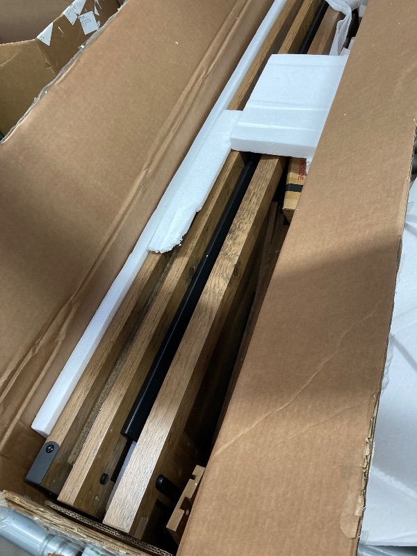 Photo 1 of ***(MISSING PARTS-UNKNOWN -SELLING AS IS)*** VASAGLE Sofa Console Table, 63 Inches Narrow Entryway Table with 3 Drawers, Bottom Shelf, Metal Corners, for Living Room, Bedroom, Farmhouse Style, Honey Brown