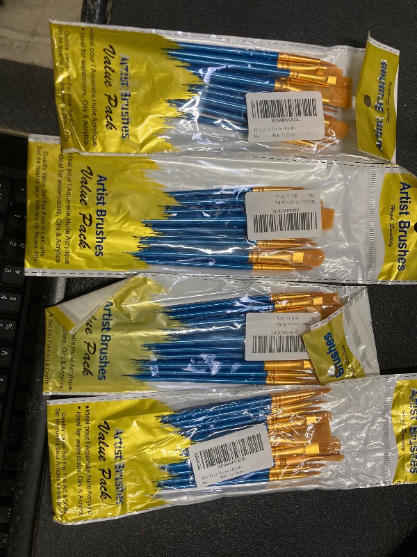 Photo 1 of 10Pcs Paint Brushes Kids Paintbrushes Bulk Nylon Hair Artists Acrylics Paint Brush with Handle for Oil Watercolors, Face Nail Arts, Miniature Detailing Painting, Blue ***SET OF 4***
