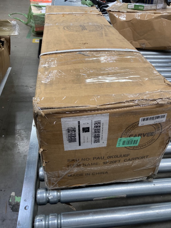 Photo 1 of 10 x 20FT Heavy Duty Carport with Roll-Up Windows, Portable Garage with Removable Sidewalls & Doors, Portable Car Tent Garage with Roll-Up Windows and All-Season Tarp, for Car, Truck,