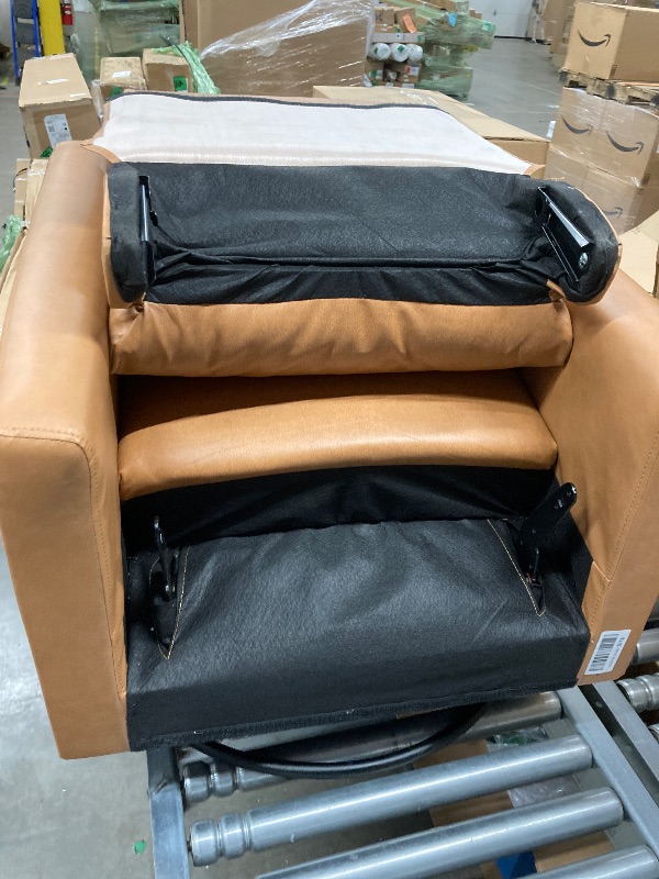 Photo 1 of SMUG Swivel Rocking Recliner Chair with Extra Large Footrest High Back, Upholstered Glider Nursery Chair for Living Room, Bedroom & Nursery, Comfortable Deep Seating for Relaxation, Brown Seating