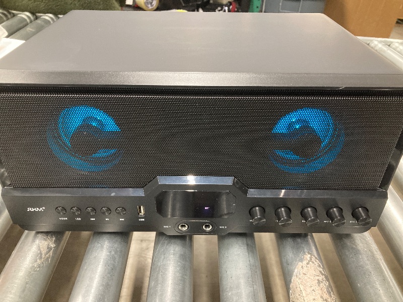Photo 1 of 
RHM Karaoke Machine, Support 4 Mics, with Powerful Sound & RGB Lights, Treble & Bass Adjustable, Support Bluetooth/AUX/USB for Home Party
