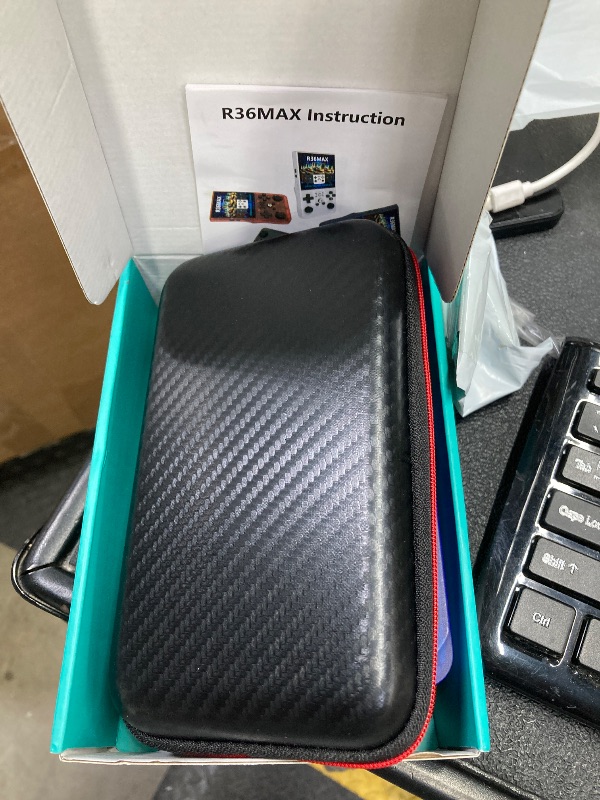 Photo 1 of **MISSING MEMORY CARD**R36MAX Retro Handheld Game Console,4.0 Inch IPS Screen Linux System with 64GB TF Card,Retro Gaming Console Built in 18000+ Games,Retro Game Console for Adults,4000mAh Battery (Blue)