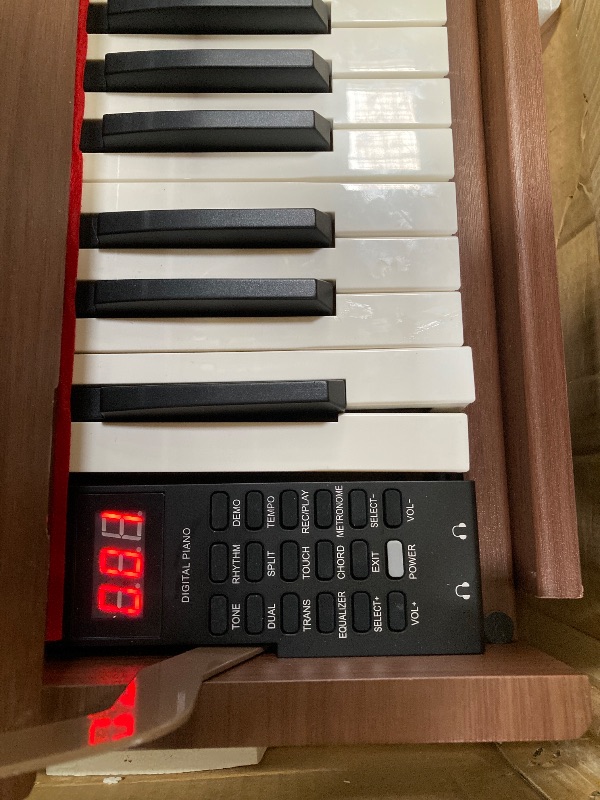 Photo 1 of **DAMAGED TO SIDE BOARDS-SEE PICS***WENCAI 88 Key Electric Piano Velocity-Sensitive Keyboard, 88 Keys Home Upright Digital Pianos, Wooden Electronic Piano for Beginner Adult with 3 Pedals, Supports USB-MIDI/Wireless Connect, Sub Brown