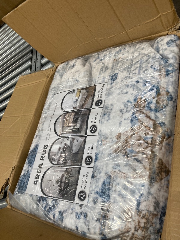 Photo 1 of ***used***9x12 Area Rugs for Living Room Rugs Washable Rug for Bedroom Nursery Dining Room Stain Resistant Soft Rugs Distressed Neutral Abstract Modern Vintage Boho Indoor Floor Carpet Navy Gold