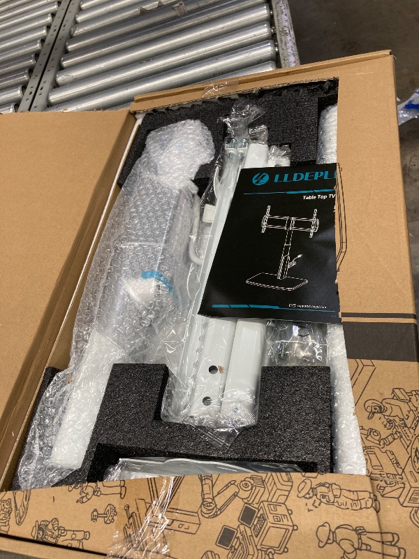 Photo 1 of ***s used; it's unknown if it's missing parts and if it works 100%.*****LLDEPLL Universal TV Stand Tabletop TV Mount with Power Outlet for 50-90 Inch OLED LED Monitors, 9 Levels Height Adjustment, Ambient Lighting on The Bottom Holds up to 150lbs, White M