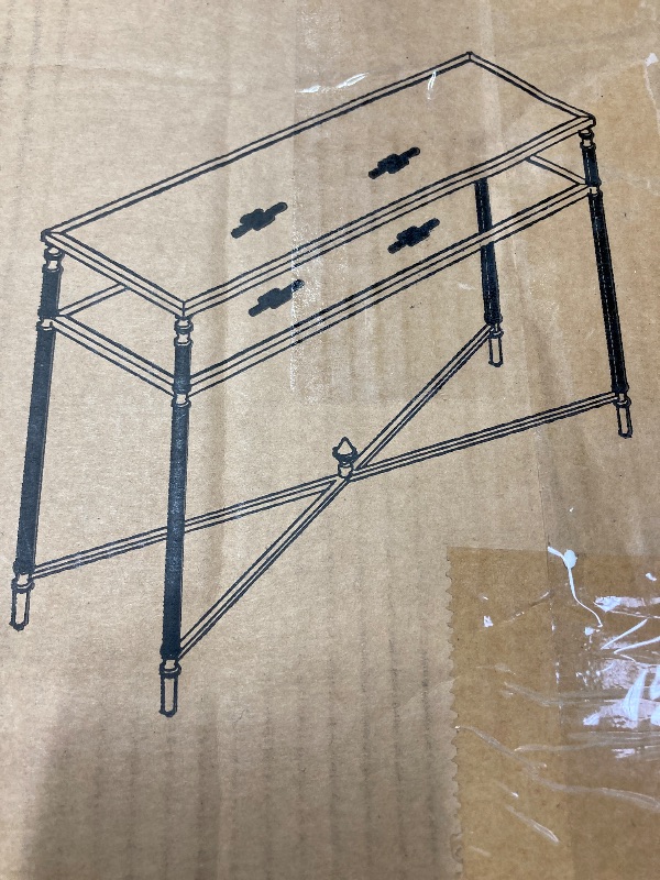 View 1 of ****It's unknown if it's missing parts; it's used, and it's not known if it works 100%.***Manora Computer Desk with Power Outlet and USB Ports, 31.5” Writing Desk with 2 Drawers, Small Home Office Desk with Metal Frame for Bedroom, Study, or Dorm (Rustic 