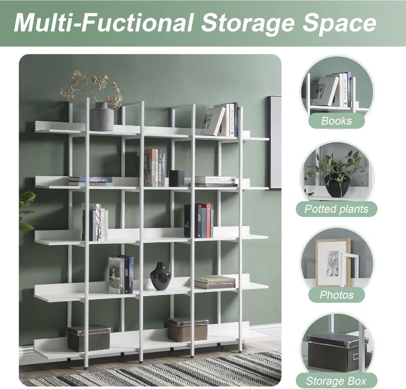 Photo 1 of **IT IS USED, MISSING A PART AND IT IS UNKNOWN IF IT WORKS 100%**** Tier Bookcase Home Office Open Bookshelf, Vintage Industrial Style Shelf with Metal Frame, MDF Board (Old SKU:WF286176AAK)