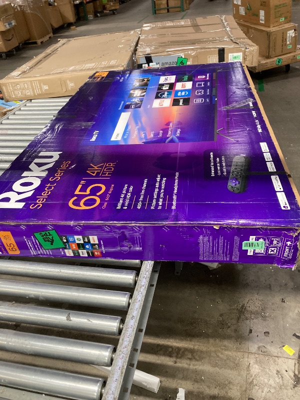 Photo 1 of **This TV is broken, it doesn't work, it's damaged, it's only sold by the piece. If your TV is missing a part, this is the optio****Roku Smart TV 2025 – 65-Inch Select Series, 4K HDR TV – RokuTV with Enhanced Voice Remote – Flat Screen LED Television with
