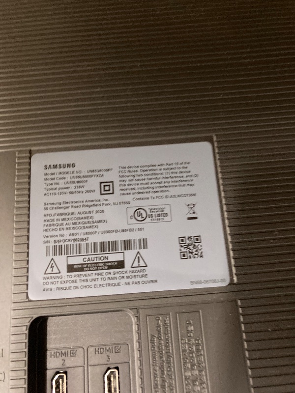 Photo 1 of *****This TV is broken, it doesn't work, it's damaged, it's only sold by the piece. If your TV is missing a part, this is the optio******Samsung 85-Inch Class Crystal UHD U8000F 4K Smart TV (2025 Model) Endless Free Content, Crystal Processor 4K, MetalStr