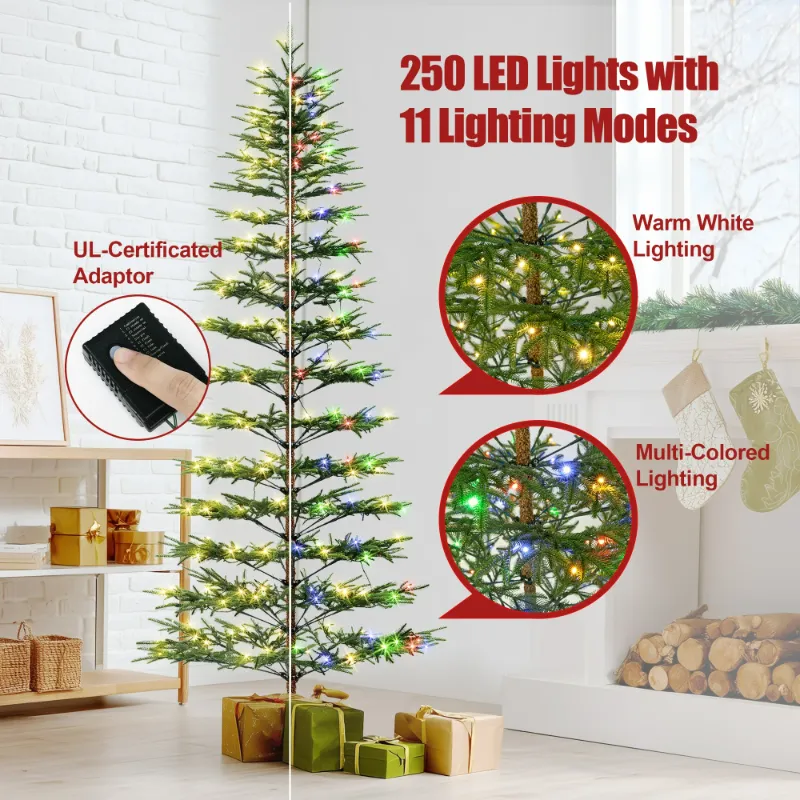 Photo 1 of ***It's used and missing a part, and it's unknown if it works 100%***** 6FT Christmas Tree Sparse Conifer, Prelit Artificial Tree with 300 Colorful Lights & 11 Modes, 250 Branch Tips, PE Material Easy Assembly Xmas Tree for Home Office Shop Holiday Decora