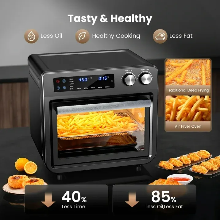 Photo 1 of **It's used and missing a part, and it's unknown if it works 100%*26QT Air Fryer Oven,Oil-Less Digital Touchscreen Toaster Oven with 10-in-1 Multi Function&Custom Mode, Visible Window , 1800W,Black