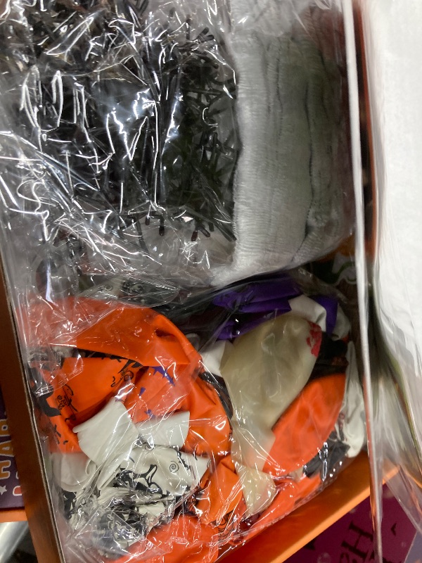 Photo 1 of 100+ Piece Halloween Decorations Set - All-in-One Kit Halloween Decor with Banner, Hanging Bats, Spider Web Decoration, Balloons, Photo Props & More! Fun for Kids & Family