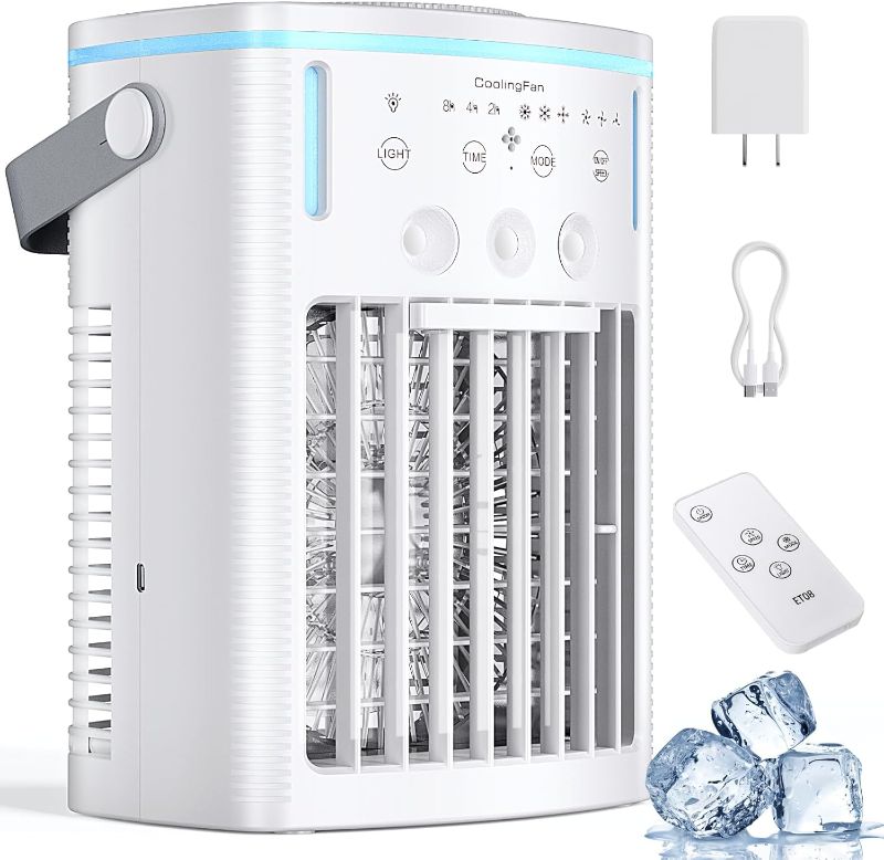 Photo 1 of ***MISSING REMOTE AND LID***Portable Air Conditioners,3-Speed Small AC Fan, Portable Air Cooler with Remote,Timer function,7-Color Night light,3-Level Mist modes for Bedroom,Office,Room,Camping.