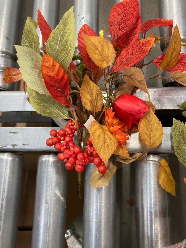 Photo 1 of ***(DAMAGE -SELLING AS IS ONLY)*** Waipfaru Fall Wreaths for Front Door Outside, 16 Inch Fall Decorations for Home, Large Autumn Wreath with Pumpkin for Indoor Outdoor Porch Thanksgiving Farmhouse Harvest Decor  ***(DAMAGE, BROKEN STEMS/PARTS, MISSING PIE