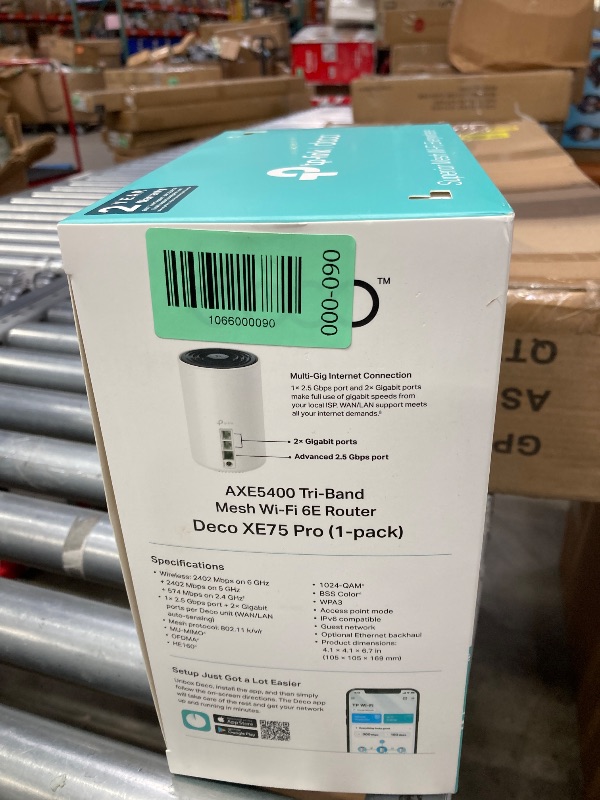 Photo 3 of TP-Link Deco XE75 Pro AXE5400 Tri-Band WiFi 6E Mesh Router - 2.5G WAN/LAN Port, 2 x Gigabit LAN Ports, Covers up to 2900 Sq.Ft, Replaces WiFi Router and Extender, AI-Driven Mesh, 6GHz Band, 1-Pack