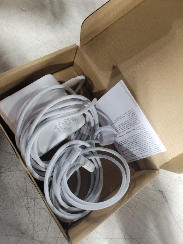 Photo 1 of 100W Charger for MacBook Pro 14 16 inch MacBook Air 13 15 inch 2025 2024 2023 2022 2021 M4 M3 M2 M1, 100W GaN Power Adapter, 6.6FT USB C to 3 Magnetic 3 Cable, 6.6FT USB C to C Cable