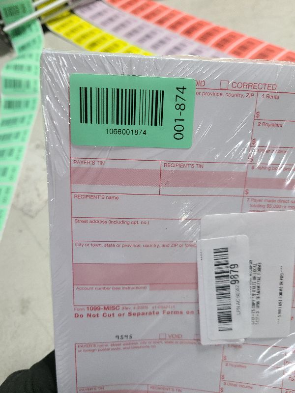 Photo 1 of 1099 MISC Forms 2025, 5 Part Set, Kit for 25 Vendors Complete Laser 1099 Tax Forms in Value Pack 1099 Misc 2025- NO ENVELOPES