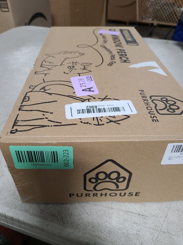 Photo 1 of [Ready to Gift] PURRHOUSE Cat Window Perch with Cushion Bolster and Cool Pad, Cat Hammocks for Windows with Wood & Robust Metal Frame for Large Cats, Beds for Windowsill, Bedside and Cabinet,24''W