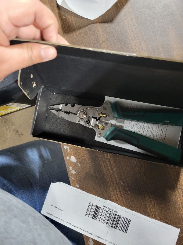 Photo 1 of 14-in-1 Wire Stripping Pliers, 2026 New Rechargeable Wire Strippers Tool with Voltage Tester&Alarms, Detectable 12-250V, Heavy-Duty Electrical Pliers&Wire Cutters–for Professional and Home Use (Green)