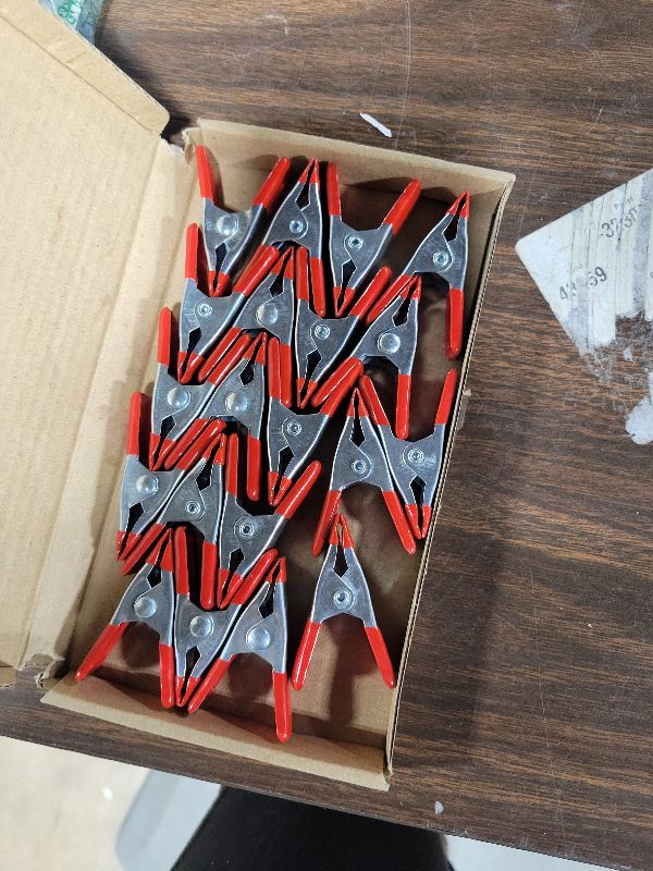 Photo 1 of 20 Pcs 2" inch Metal Spring Clamps, Heavy Duty Spring Metal Clips Clamps, Tent Clips with Rubber Tips for Woodworking Camping Home Improvement Photography Projects