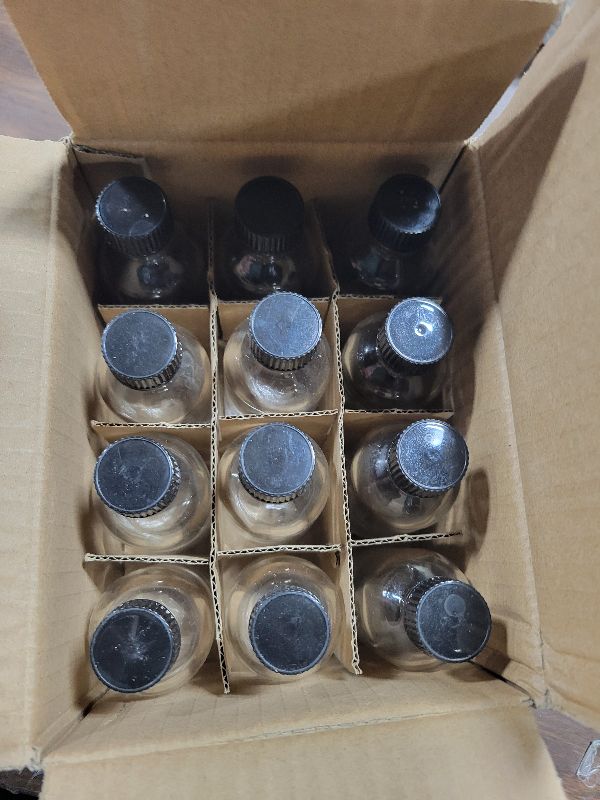 Photo 1 of 12 Pack, 2 oz Small Clear Glass Bottles w/Lid & 3 Funnels - 60ml Boston Shot Bottles for Health, Immunity, Potion, Wellness, Sample, Ginger, Juice - Mini Personal Care & Beauty Travel Bottle