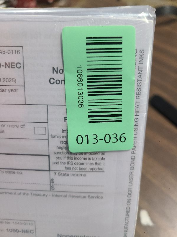 View 2 of 1099 NEC Tax Forms 2025, 3 Part of Laser NEC Tax Forms, 50 Pack and 50 Self-Seal Envelopes, Pack Included Federal/State Copy's, 1096's –Great for QuickBooks and Accounting Software, 50 Pack