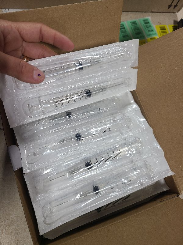 Photo 1 of 100 Pack 3ml Syringes with Needle, 22 Ga 1.0 inch Needle Luer Lock Syringe, Individually Sealed Wrapped, for Scientific Labs, Measuring Liquid, Feeding Small Animals, Dispensing, Applicator, Watering.