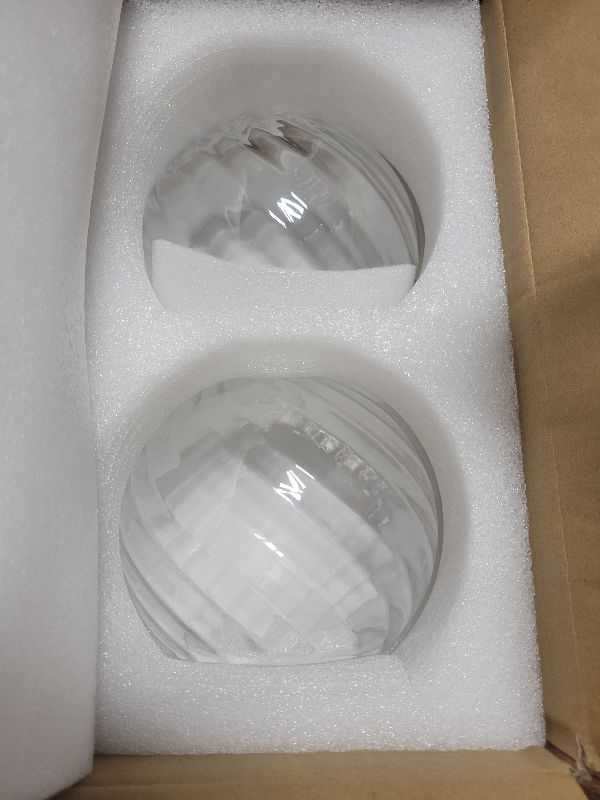 Photo 1 of 2 Pack Lamp Globe Glass Shade, Clear Striped Glass Glassshade Covers Replacements for Light Fixtures, 1.65 Inch Fitter Globes Lampshades for Wall Sconces Chandelier Bath Vanity Lights Pendants