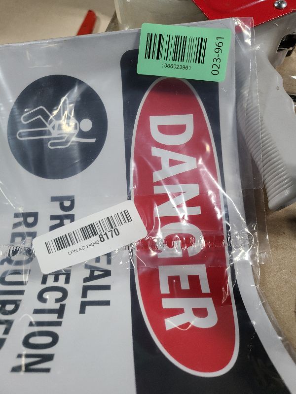 Photo 1 of (2 Pack) Fall Protection Required OSHA Danger Sign 10 Inch X 7 Inch Vinyl Label Decal Sticker Weather Resistant, UV Protected for Workplace, Business, and Construction Site, Made in the USA