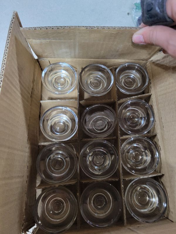 Photo 1 of 12 PCS Glass Taper Candle Holders Bulk Candlestick Holders Clear Short Tapered Candle Stick Holder Decor Set for Table Centerpiece Wedding Party Advent Christmas Home Decorations (12, Clear)