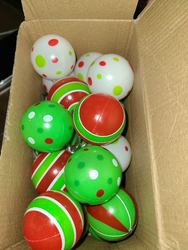 Photo 1 of 10Ft 20LED Christmas String Lights, Battery Operated Christmas Light with Timer & 8 Modes Waterproof Red Green White Ball Lights for Home Xmas Tree Wreath Indoor Outdoor Decor