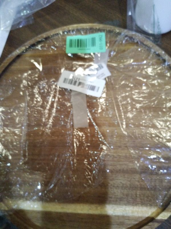 Photo 1 of 11.5 Inches Candle Holder Tray Home Decor, Round Wood Tray for Coffee Table, Small Wooden Serving Decorative Trays for Home