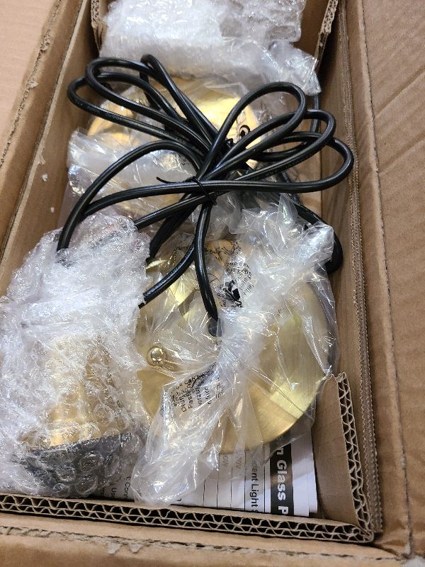 Photo 1 of 2 Pack Pendant Lights with Vintage Green Ribbed Glass Lampshade, Adjustable Brushed Gold Pendant Lights Fixtures for Kitchen Island Lighting Sink, Dining & Living Room Hallway (Bulbs Not Included)