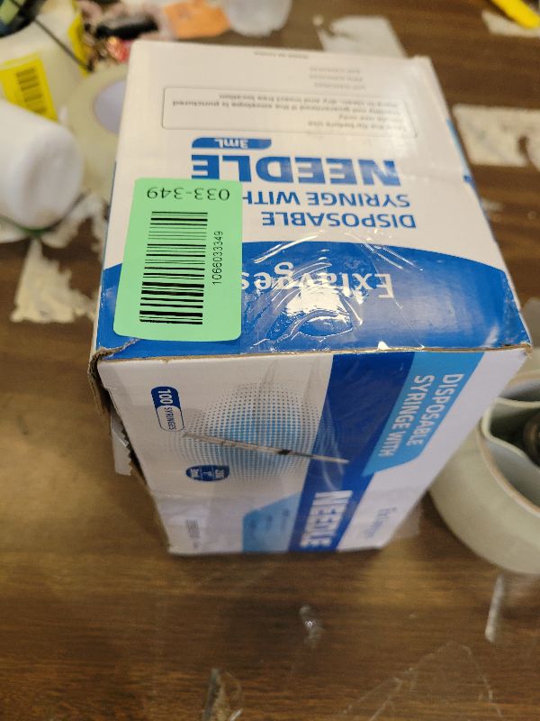 Photo 1 of 100 Pack Disposable 3ml/cc Lab Syringes with 23Ga 1 Inch Needle Luer Lock, Individually Sealed Packed
