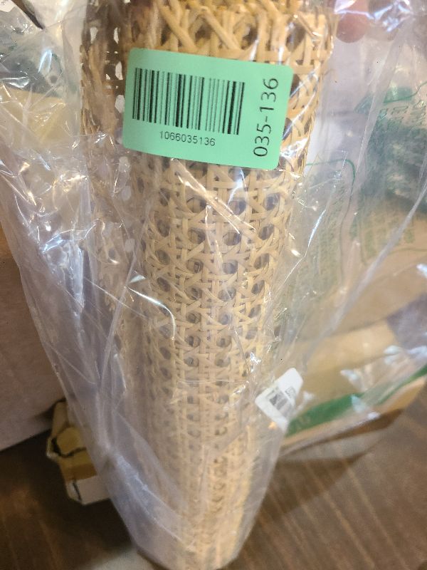 Photo 1 of 14" Width x 3.3 Feet Cane Rattan Webbing Roll for Caning Projects, Cane Webbing Sheet, Natural Pre-Woven Open Mesh Caning for Furniture Chair Cabinet Ceiling Bed Door
