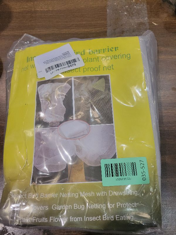 Photo 1 of 2 PCS Fruits Tree Netting Cover for Garden 3.3 x 4.9 ft Garden Insect Bird Barrier Plant Netting for Tomato Blueberry Bush Netting Covers Deer Cicada Netting Cover Bag with Drawstring