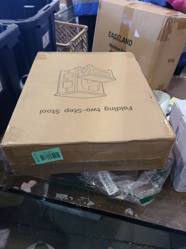 Photo 1 of 2-Step Folding Stool, Non-Slip Folding Step Stool Plastic Steps Ladder, Portable Bedside Step Stool, Hold up to 300 lbs, Lightweight & Foldable Step Ladder for Kitchen Toilet Office Home RV-Black