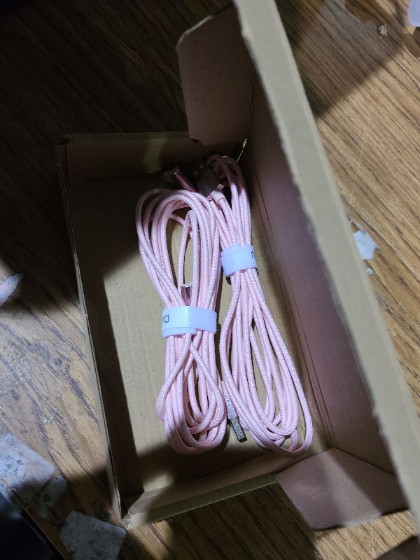 Photo 1 of 2 Pack 90 Degree iPhone Charger 10Ft Mfi Certified Lightning Cable Right Angle Long Nylon briaded Cord Compatible with Apple iPhone 14 13 12 11 Pro Max XS XR X 8 7 6 5 Plus iPad (Pink)