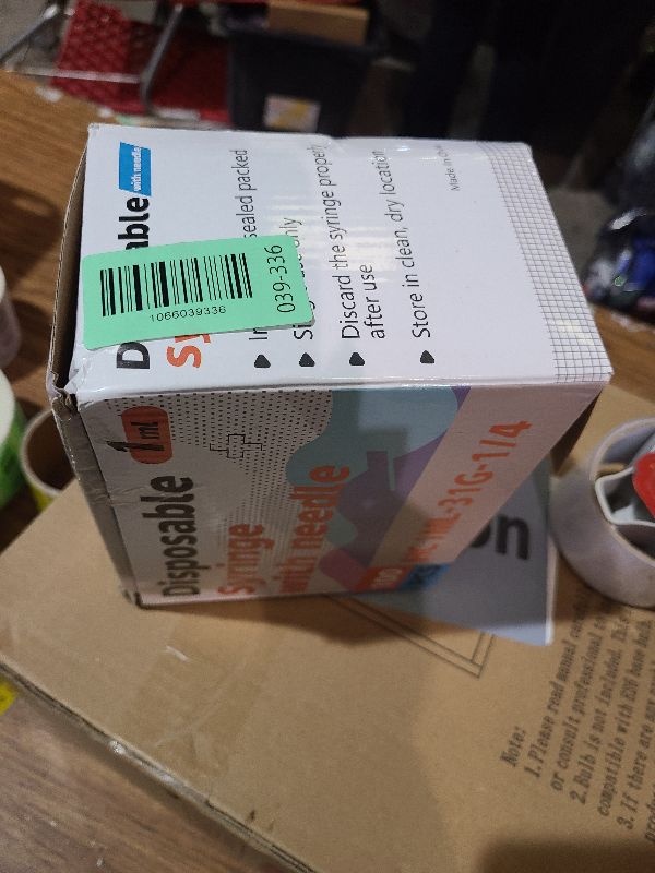 Photo 1 of 1ML Syringe, Lab Supplies Syringes 31G 1/4 Inch, Individually Wrapped, Pack of 100