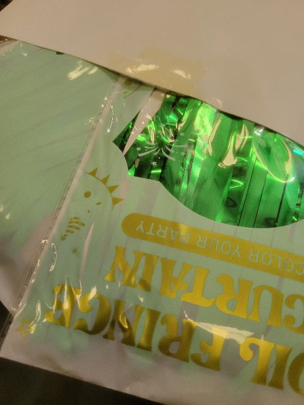 Photo 1 of 2 Pack Tinsel Backdrop, 3.28 FTx7.05 FT Green St Patricks Day Party Decorations, Metallic Backdrop Curtains Tinsel Curtains Streamer Backdrop, Party Supplies Wall Decor for St. Patricks Party Birthday