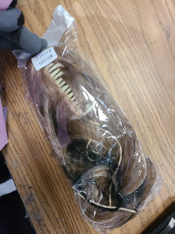 Photo 1 of 14 Inch Ponytail Extension - Wavy Pony Tails Hair Extensions, Claw Clip Ponytail Extension, Synthetic Hair Extensions Ponytail, Clip on Ponytails for Women (Light Brown With Beige Highlights)