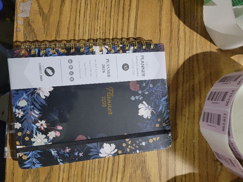 Photo 1 of 2026 Planner, A5 Weekly and Monthly Planners with Tabs, Spiral Bound Daily Calendar 2026 Planner, Agenda Organizers from Jan. to Dec., Hardcover Habit Tracker Journal 6.18" x 8.5"(Black Bloss)