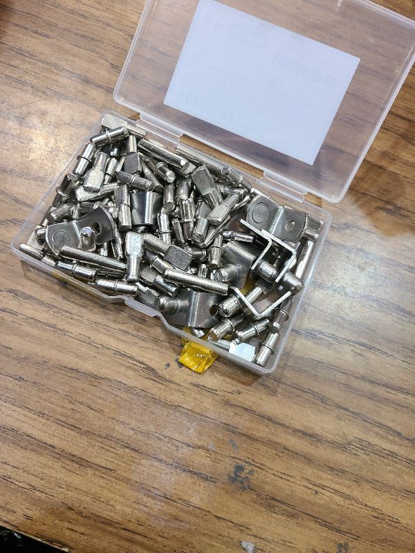 Photo 1 of 104Pcs Shelf Pins Kit,4 Styles Nickel Plated Shelf Support Pegs,Bookshelf Pegs for Shelves,Cabinet Shelf Bracket Pegs Shelf Pins Holders for Kitchen Furniture & Closet ( 5mm & 1/4inch )