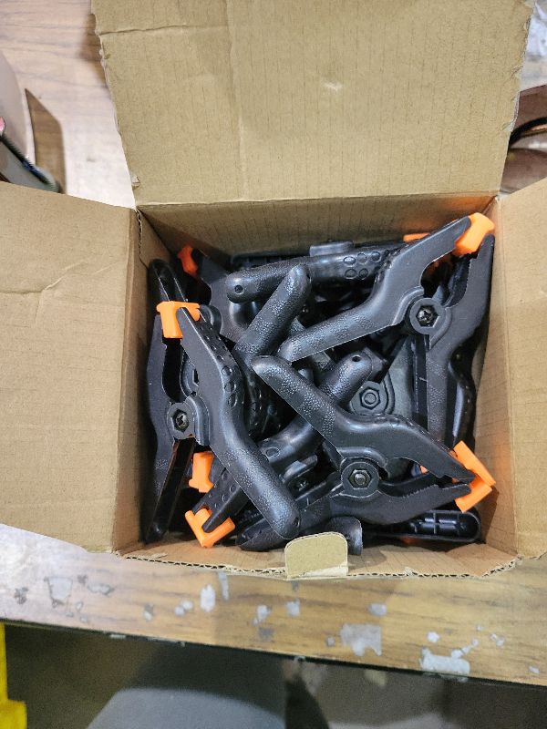 Photo 1 of 24 Pack 3.5 inch Plastic Spring Clamps, Black Heavy Duty Clips, Backdrop Clips, Plastic Clamps for Crafts, Backdrop Stand, Woodworking, Photography
