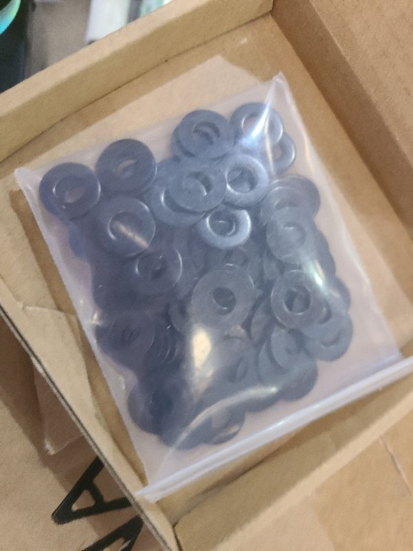 View 2 of 100PCS 1/4'' x 5/8'' SAE Black Flat Washers 304 Stainless Steel Universal Flat Washer, 1.5mm Thick