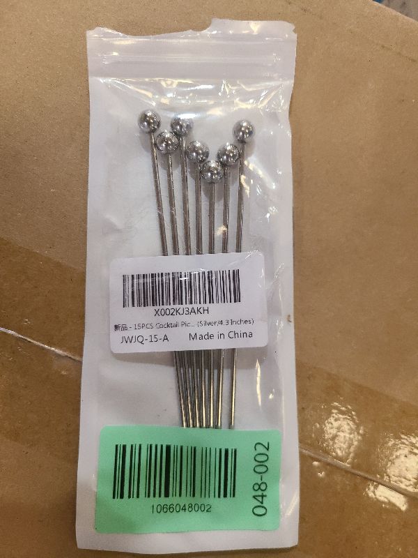 Photo 1 of 15PCS Cocktail Picks for Drinks, Stainless Steel Cocktail Toothpicks, Reusable Cocktail Skewers, Garnish Picks Bloody Mary Skewers, Metal Martini Picks for Olives Appetizers Fruit (4.3 Inch)